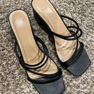 a new day Black Strappy Wedges